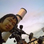 My 13-cm refractor and I in twilight