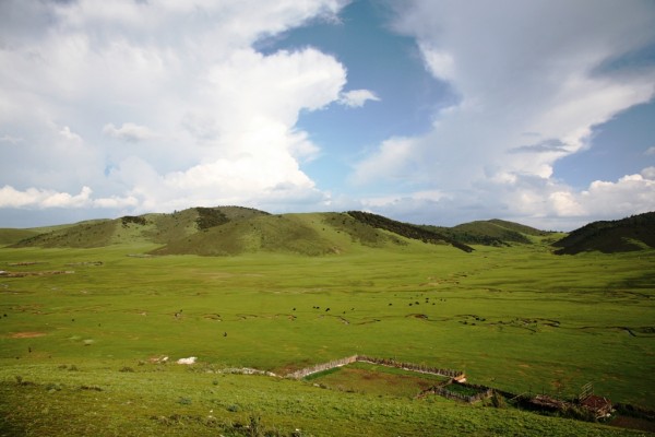 顶贡草原及藏民畜栏