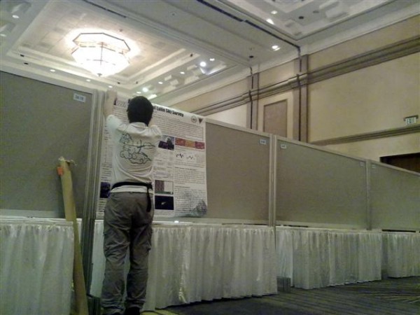 Hanging the poster -- another angle