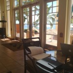 Working in the lobby -- great Carribean scenery just out of the doors!